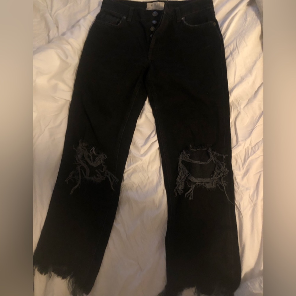 Free People - black denim jeans, 4 button fly size 24